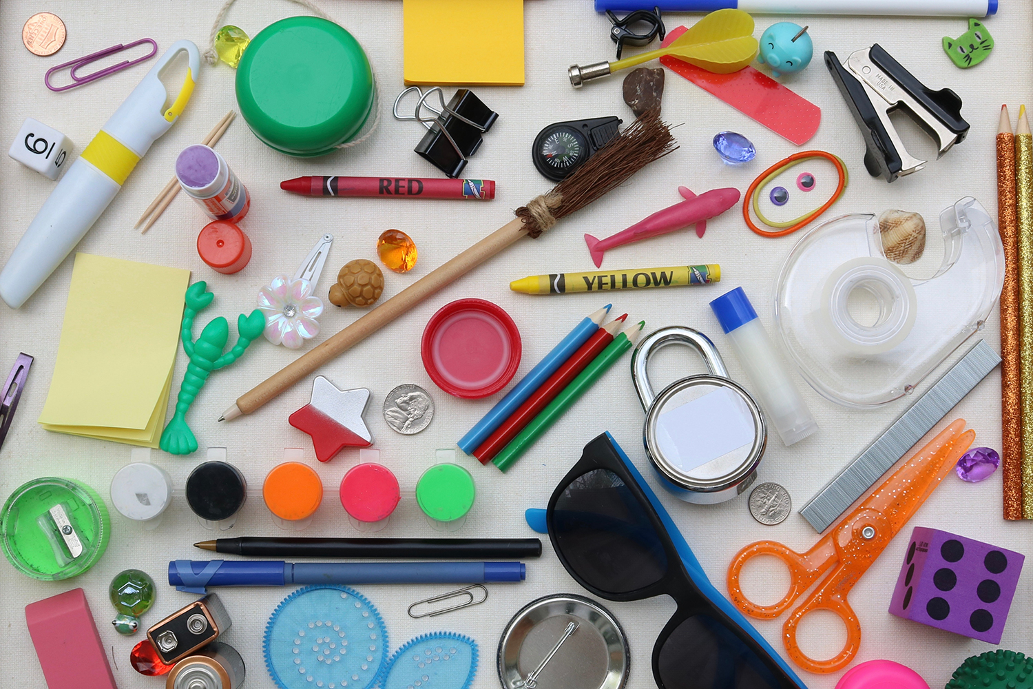 Various items displayed individually on a table